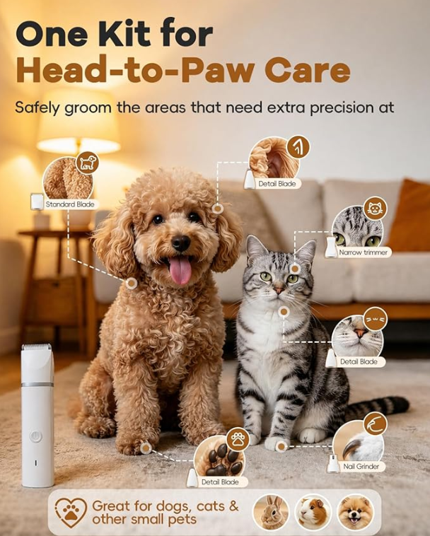 At-Home Pet Grooming Kit — Quiet, Safe & Professional Results for Dogs & Cats